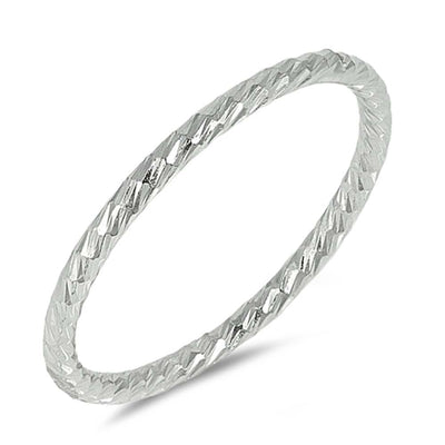 Sterling Silver Diamond Cut Band Plain RingsAnd Face Height 2mm