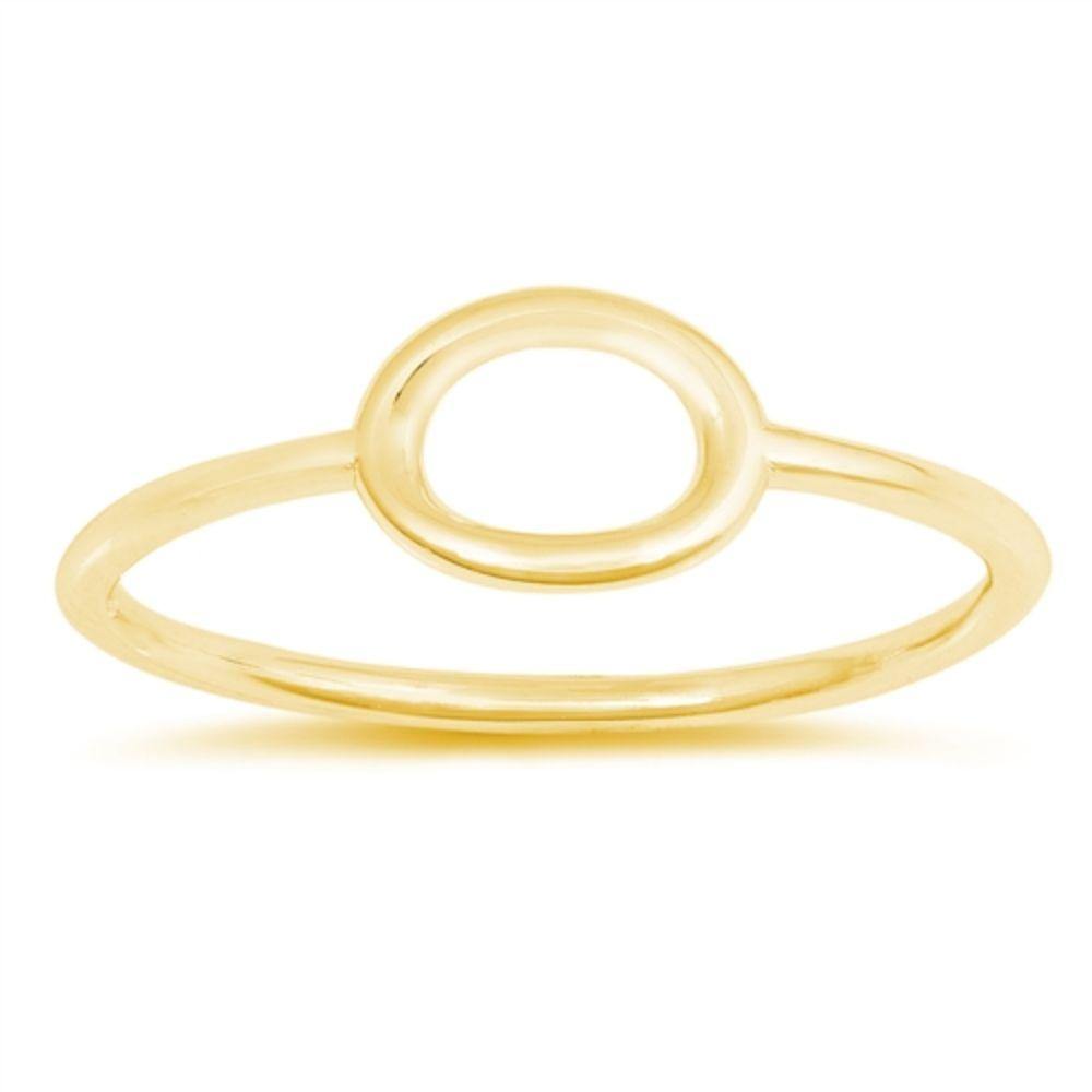 Sterling Silver Yellow Gold Plated Open Oval Ring