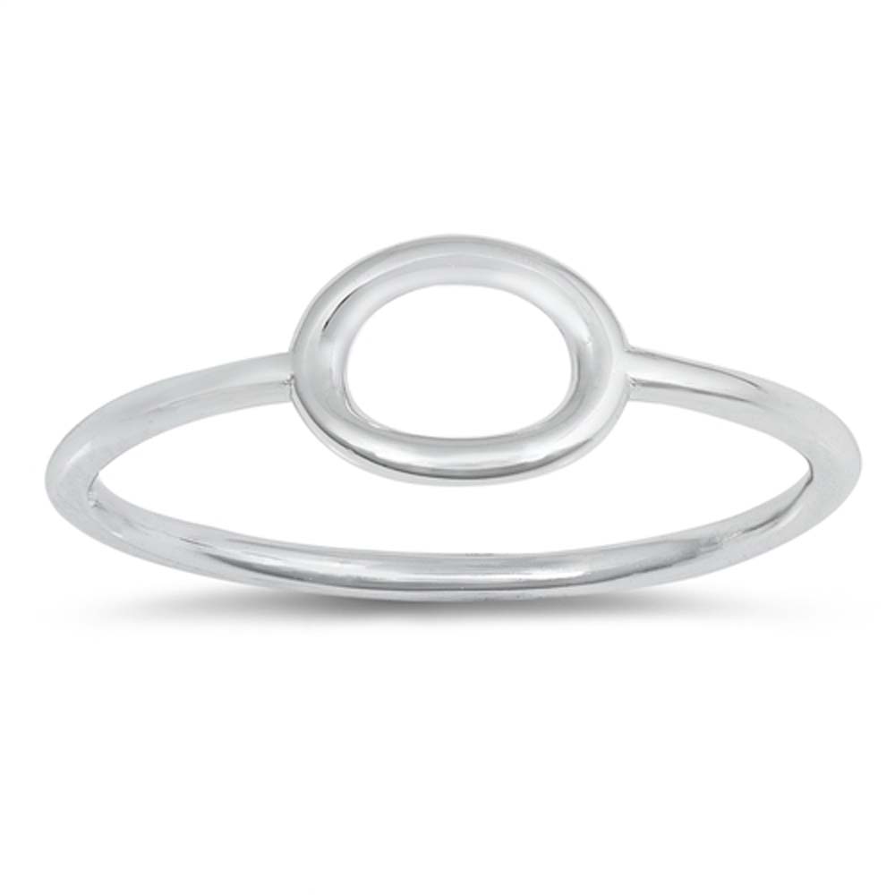 Sterling Silver Open Opal Shaped Plain RingsAnd Face Height 7mm
