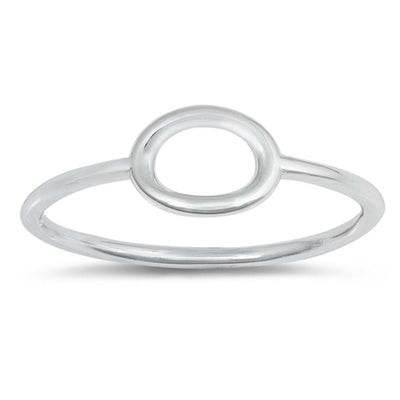 Sterling Silver Open Opal Shaped Plain RingsAnd Face Height 7mm