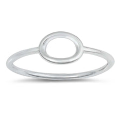 Sterling Silver Open Opal Shaped Plain RingsAnd Face Height 7mm
