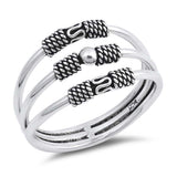 Sterling Silver Three Line Shaped Plain RingsAnd Face Height 12mm