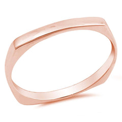 Sterling Silver Rose Gold Plated Rectangular Round Shaped Plain RingsAnd Face Height 3mm