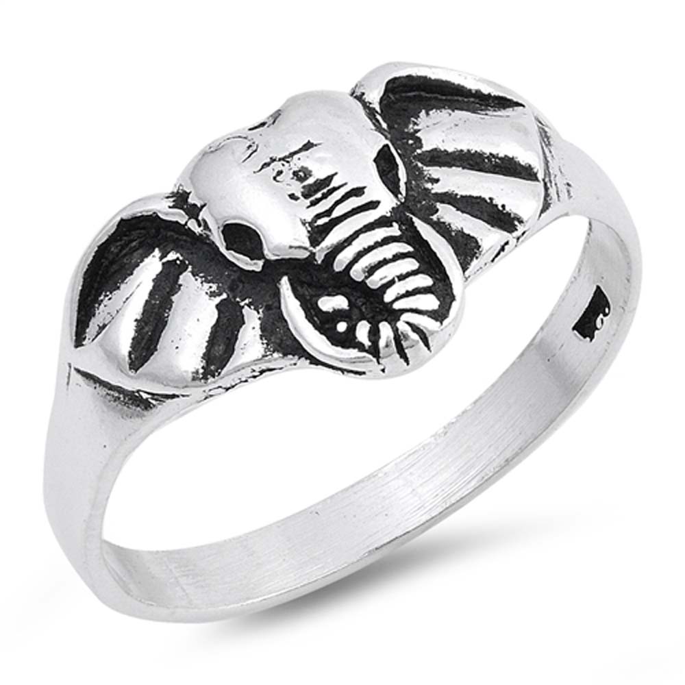 Sterling Silver Elephant Shaped Plain RingsAnd Face Height 10mm