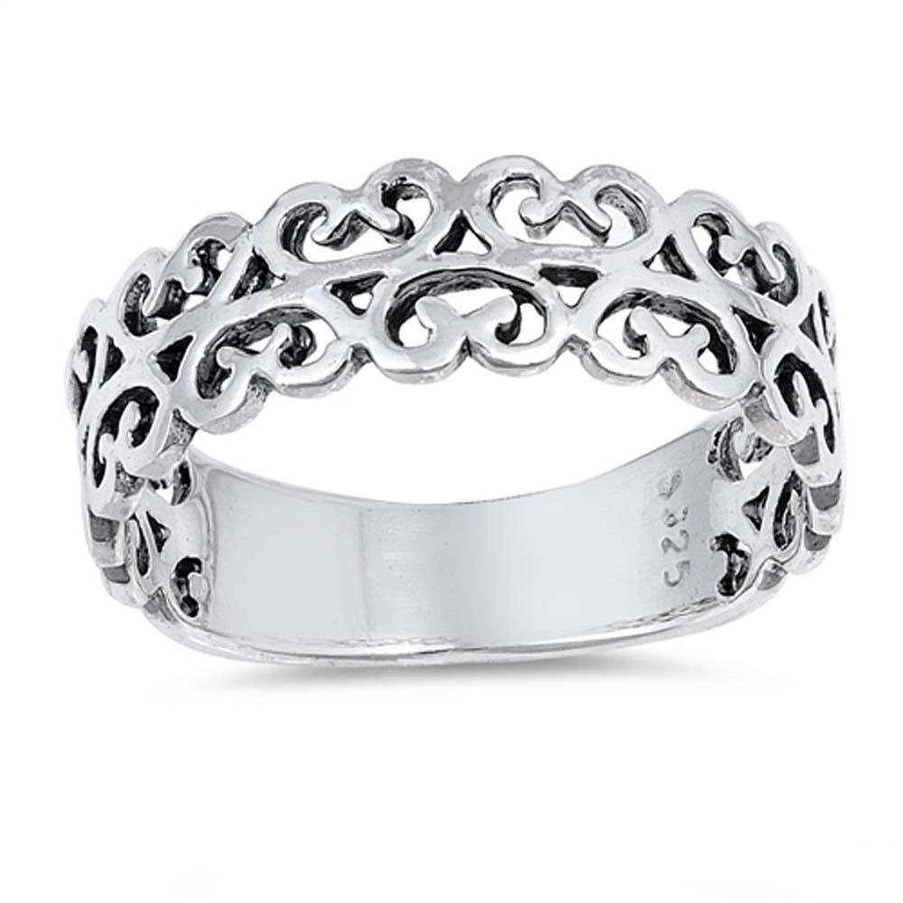 Sterling Silver Simple Crown Shaped Plain RingsAnd Face Height 7mm