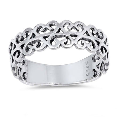 Sterling Silver Simple Crown Shaped Plain RingsAnd Face Height 7mm