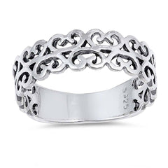 Sterling Silver Simple Crown Shaped Plain RingsAnd Face Height 7mm