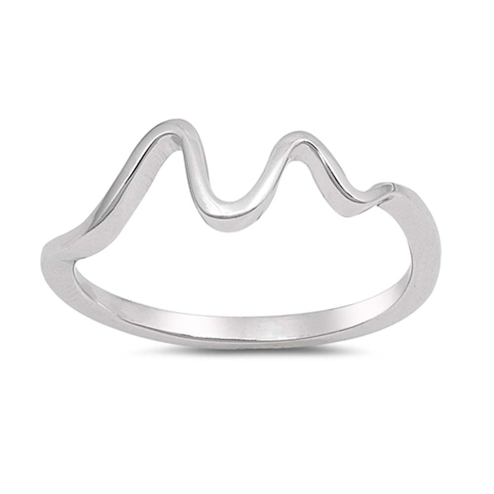 Sterling Silver Waves Shaped Plain RingsAnd Face Height 7mm