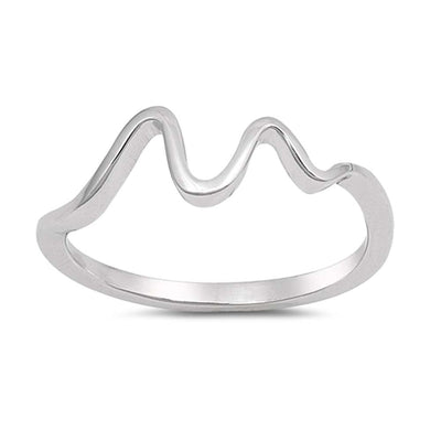 Sterling Silver Waves Shaped Plain RingsAnd Face Height 7mm