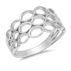 Sterling Silver Round Holes Shape Plain RingsAnd Face Height 10mm