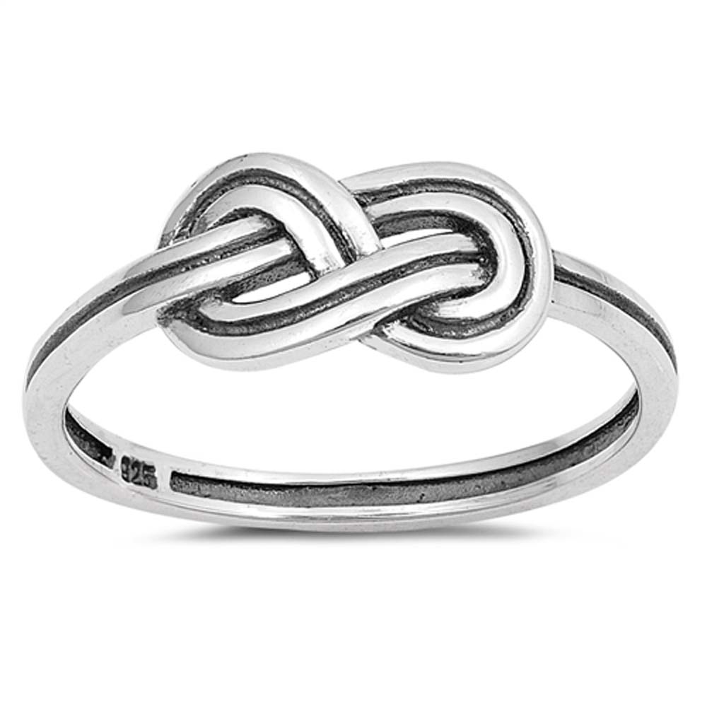 Sterling Silver Oxidized Braid Shaped Plain RingsAnd Face Height 6mm