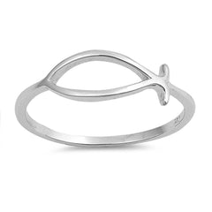 Sterling Silver Christian Fish Shaped Plain RingsAnd Face Height 10mm