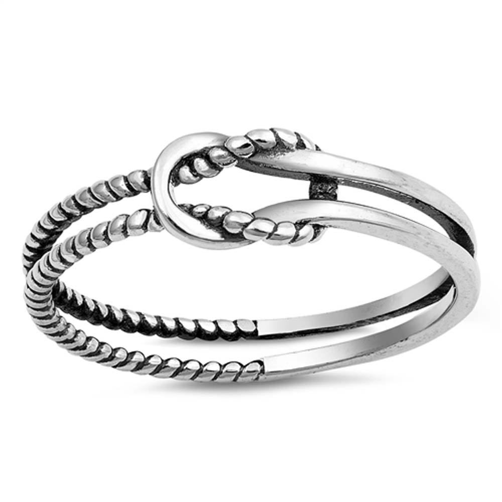 Sterling Silver Roped Knot Shaped Plain RingsAnd Face Height 5mm