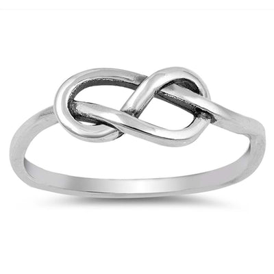 Sterling Silver Oxidize Love Knot Shaped Plain RingsAnd Face Height 8mm