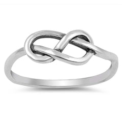 Sterling Silver Oxidize Love Knot Shaped Plain RingsAnd Face Height 8mm
