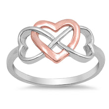 Load image into Gallery viewer, Sterling Silver Two Toned Rhodium Plated Infinity Heart Shaped Plain RingsAnd Face Height 10mm