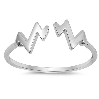 Sterling Silver Rhodium Plated Zig Zag Shaped Plain RingsAnd Face Height 6mm