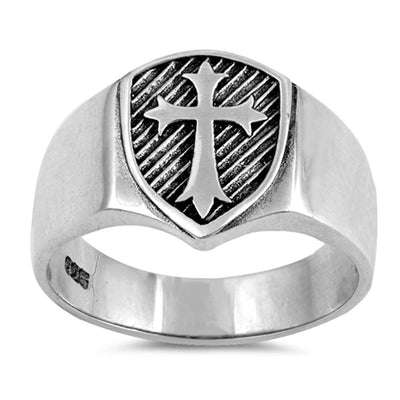 Sterling Silver Medieval Cross Shaped Plain RingsAnd Face Height 13mm