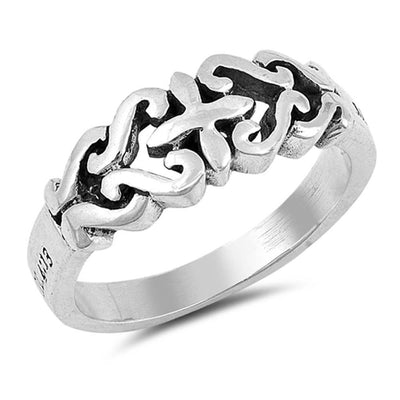 Sterling Silver Cross Shaped Plain RingsAnd Face Height 6mm