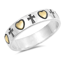 Load image into Gallery viewer, Sterling Silver Oxidize Cross And Heart Shaped Plain RingsAnd Face Height 5mm