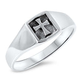 Sterling Silver Oxidize Cross Shaped Plain RingsAnd Face Height 8mm