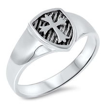 Load image into Gallery viewer, Sterling Silver Oxidize Medieval Cross Shaped Plain Rings And Face Height 8mm