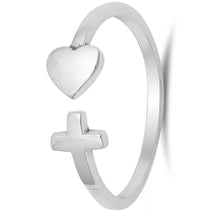 Load image into Gallery viewer, Sterling Silver Polished Heart And Cross Shaped Plain RingsAnd Face Height 6mm
