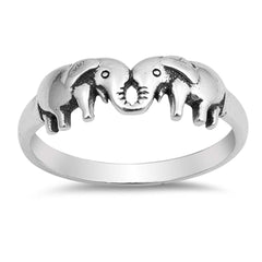 Sterling Silver Rhodium Plated Elephants Shaped Plain RingsAnd Face Height 6mm