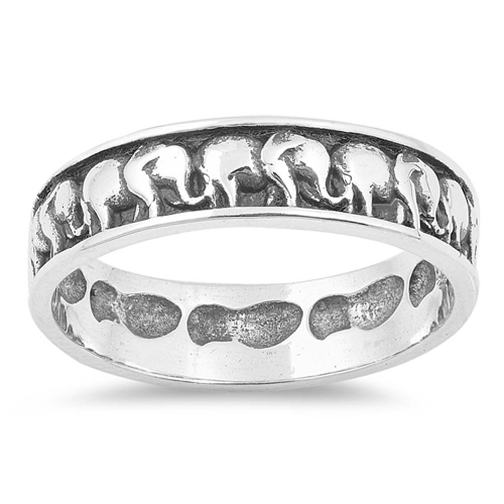 Sterling Silver Elephants Shaped Plain RingsAnd Face Height 5mm