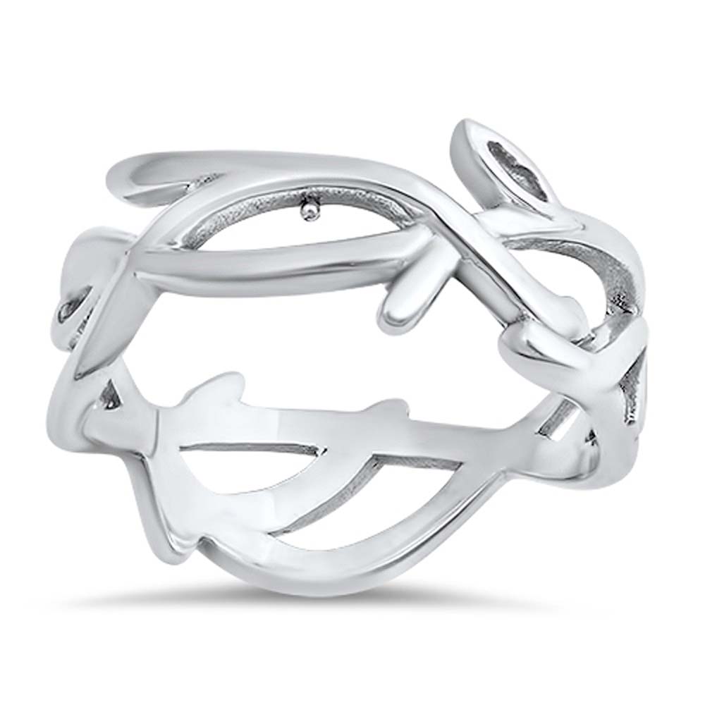 Sterling Silver Vines Shaped Plain RingsAnd Face Height 7mm