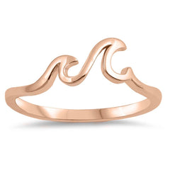 Sterling Silver Rose Gold Plated Little Waves Shaped Plain RingsAnd Face Height 5mm