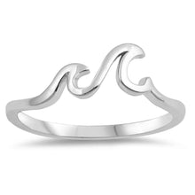 Load image into Gallery viewer, Sterling Silver Rhodium Plated Little Waves Shaped Plain RingsAnd Face Height 5mm