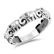 Load image into Gallery viewer, Sterling Silver Oxidized Elephants Shaped Plain RingsAnd Face Height 5mm