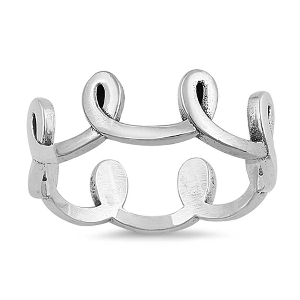 Sterling Silver Oxidized Loops Shaped Plain RingsAnd Face Height 7mm
