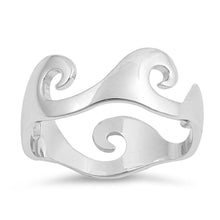 Load image into Gallery viewer, Sterling Silver High Polished Waves Shaped Plain RingsAnd Face Height 6mm