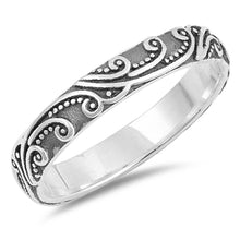 Load image into Gallery viewer, Sterling Silver Oxidized Filigree Band Shaped Plain RingsAnd Face Height 4mm