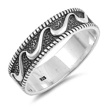 Load image into Gallery viewer, Sterling Silver Oxidized Bali Wave Shaped Plain RingsAnd Face Height 6mm