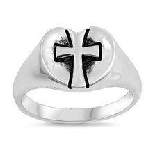 Load image into Gallery viewer, Sterling Silver Oxidized Cross Shaped Plain RingsAnd Face Height 8mm