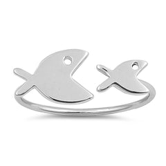 Sterling Silver Polished Fish Shaped Plain RingsAnd Face Height 9mm