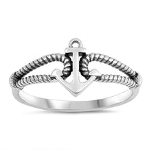 Load image into Gallery viewer, Sterling Silver Oxidized Anchor Shaped Plain RingsAnd Face Height 9mm