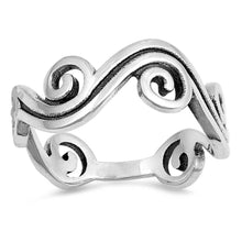Load image into Gallery viewer, Sterling Silver Oxidized Waves Shaped Plain RingsAnd Face Height 8mm