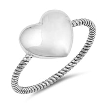 Load image into Gallery viewer, Sterling Silver Oxidized Heart Shaped Plain RingsAnd Face Height 10mm