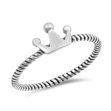 Load image into Gallery viewer, Sterling Silver Oxidized Crown Shaped Plain RingsAnd Face Height 6mm