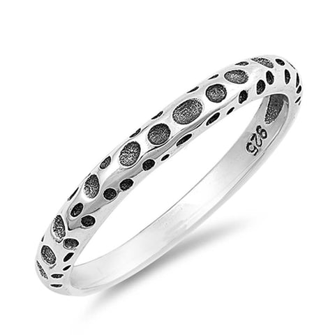 Sterling Silver Oxidized Bali Shaped .925 Plain RingsAnd Face Height 3mm