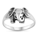 Sterling Silver Oxidized Elephant Shaped Plain RingsAnd Face Height 10mm
