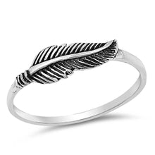 Load image into Gallery viewer, Sterling Silver Oxidized Feather Shaped Plain Rings, Face Height 5mm