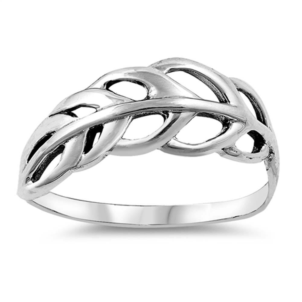 Sterling Silver Oxidized Leaf Shaped Plain RingsAnd Face Height 6mm