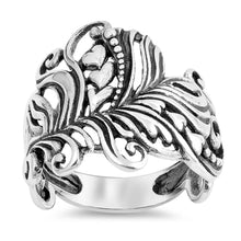 Load image into Gallery viewer, Sterling Silver Oxidized Hearts And Leafs Shaped Plain RingsAnd Face Height 22mm