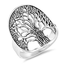 Load image into Gallery viewer, Sterling Silver Oxidized Tree Of Life Shaped Plain RingsAnd Face Height 24mm