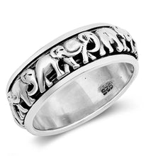 Load image into Gallery viewer, Sterling Silver Oxidized Elephants Shaped Plain RingsAnd Face Height 8mm